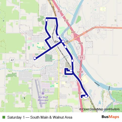 Saturday 1 bus Line Map