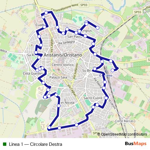 Linea 1 bus Line Map