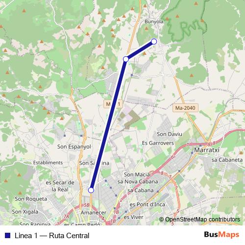 Linea 1 bus Line Map