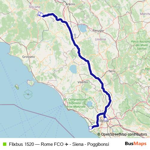 Flixbus 1520 bus Line Map