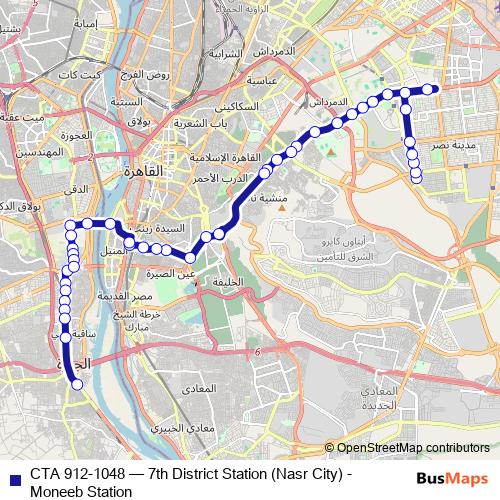 CTA 912-1048 bus Line Map