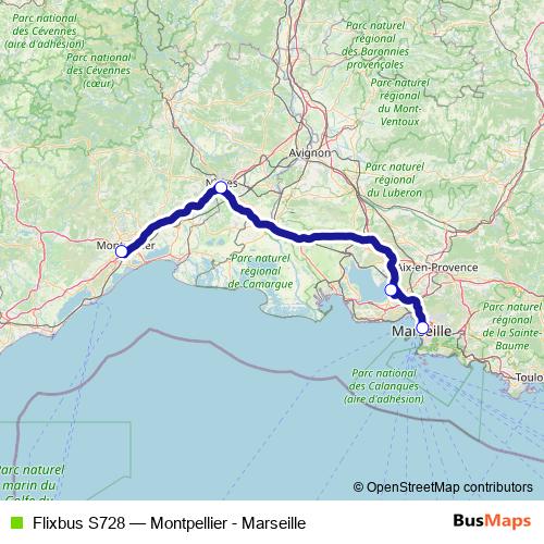 Flixbus S728 bus Line Map