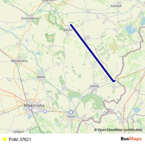 Pótló 37621 bus Line Map