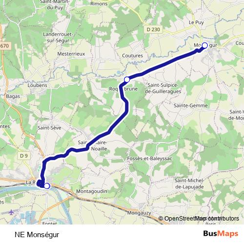 NE Monségur bus Line Map