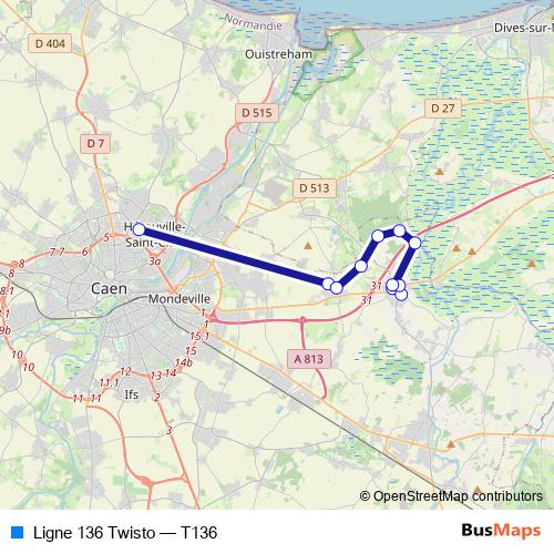Ligne 136 Twisto bus Line Map