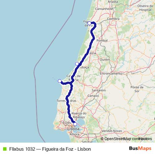 Flixbus 1032 bus Line Map