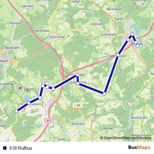 519 Rufbus bus Line Map