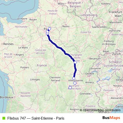 Flixbus 747 bus Line Map