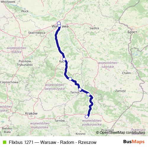 Flixbus 1271 bus Line Map