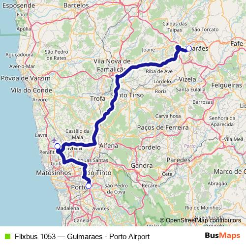 Flixbus 1053 bus Line Map
