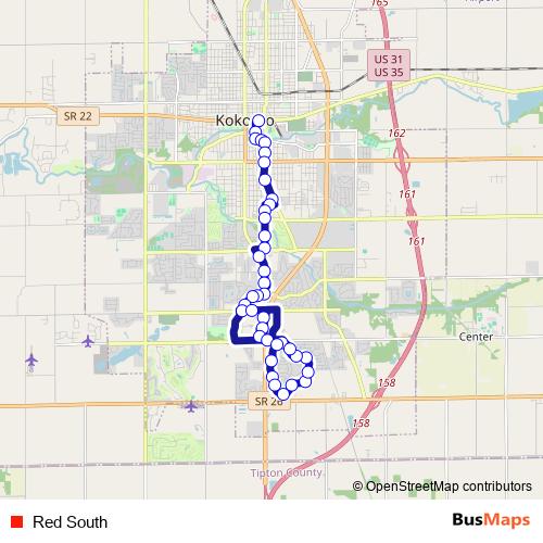 Red South bus Line Map