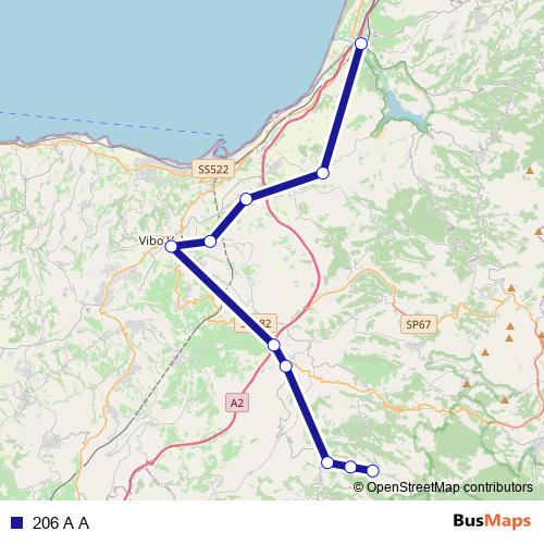 206 A A bus Line Map
