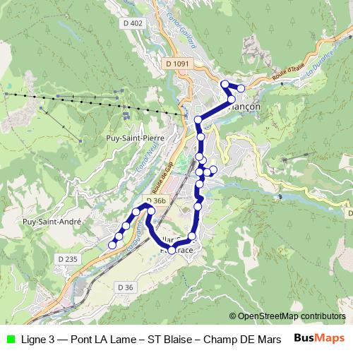 Ligne 3 bus Line Map