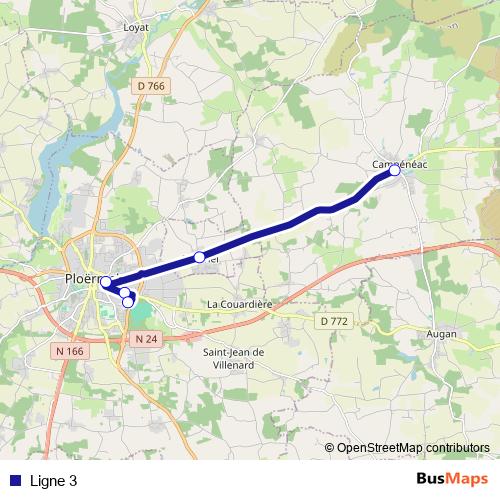 Ligne 3 bus Line Map