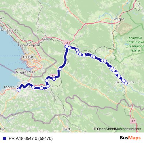 PR A18 6547 0 (58470) bus Line Map
