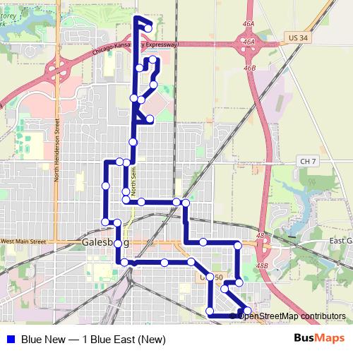 Blue New bus Line Map