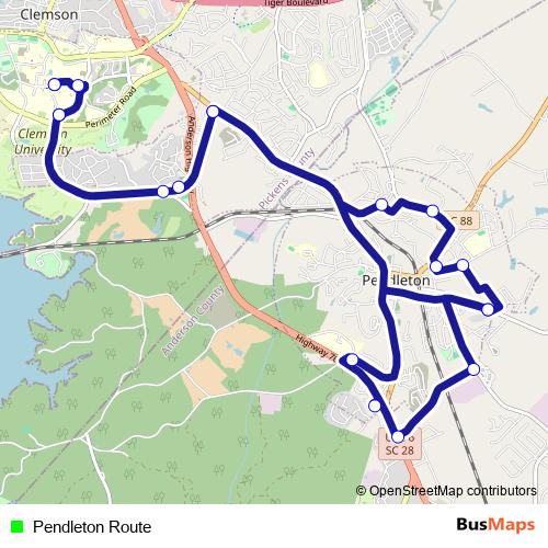 Pendleton Route bus Line Map