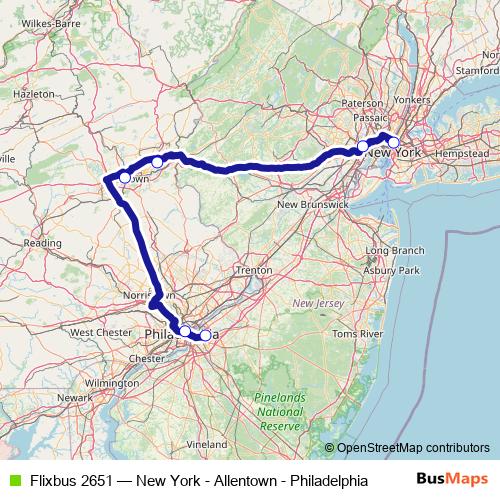 Flixbus 2651 bus Line Map