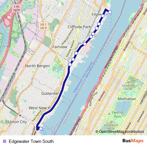 Edgewater Town South bus Line Map