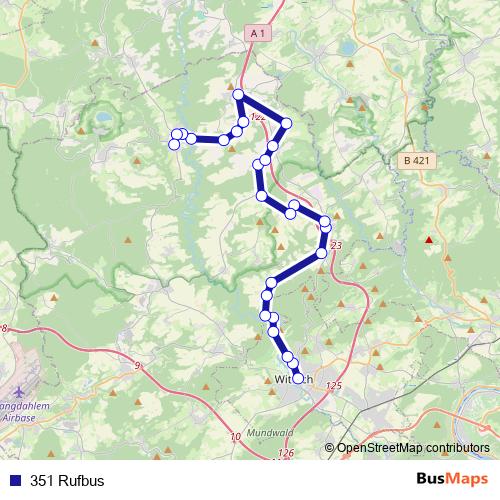 351 Rufbus bus Line Map