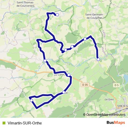 Vimartin-SUR-Orthe bus Line Map