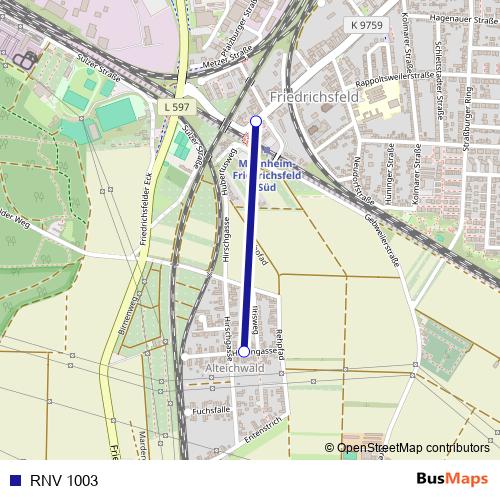 RNV 1003 bus Line Map