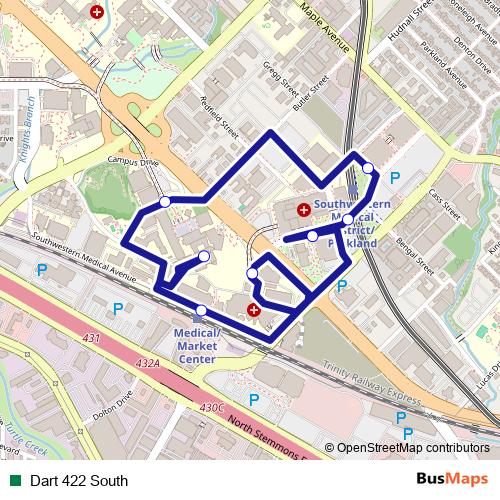 Dart 422 South bus Line Map