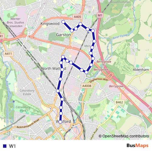 W1 bus Line Map