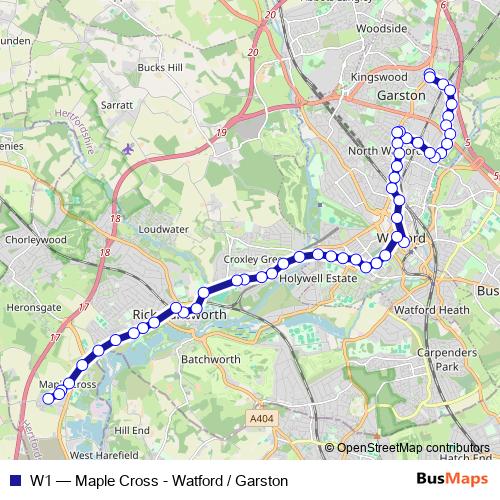 W1 bus Line Map