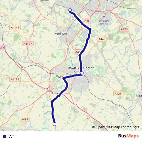W1 bus Line Map