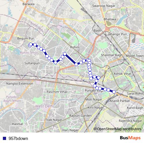 957bdown bus Line Map
