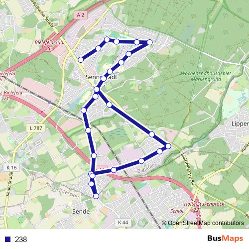 238 bus Line Map