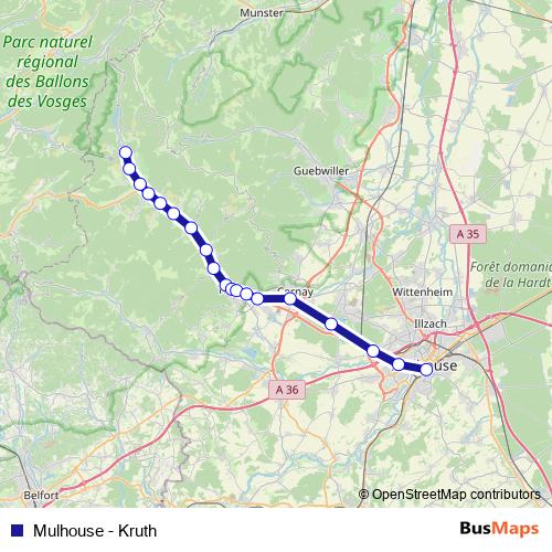 Mulhouse - Kruth bus Line Map