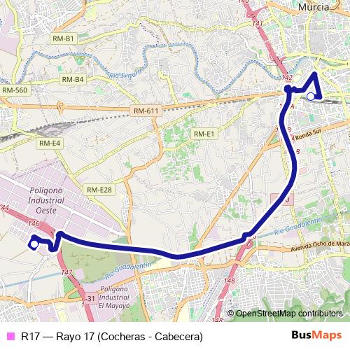 R17 bus Line Map