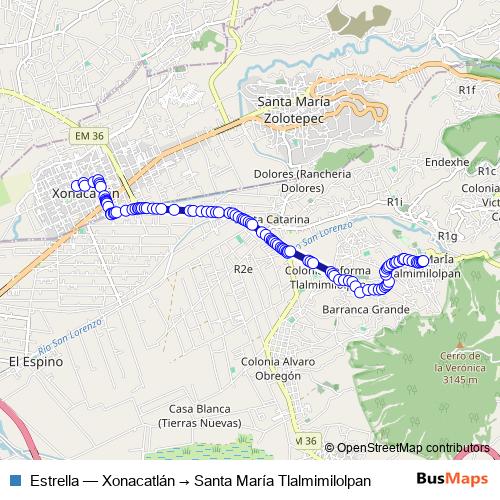 Estrella bus Line Map