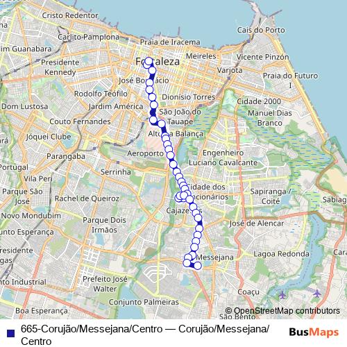 665-Corujão/Messejana/Centro bus Line Map