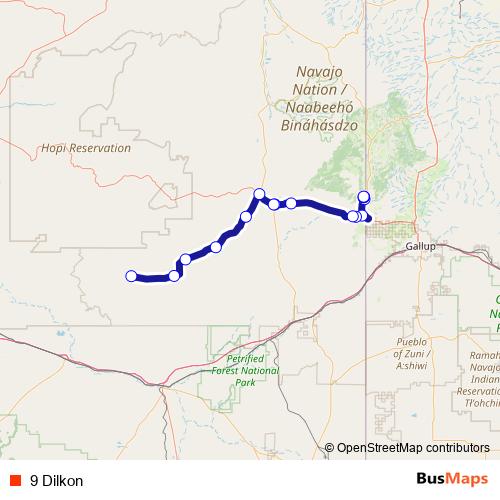 9 Dilkon bus Line Map