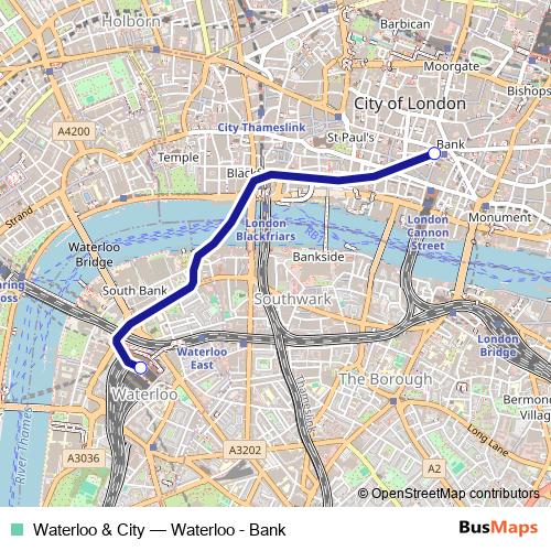Waterloo & City metro Line Map