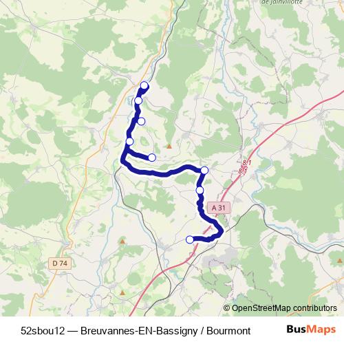 52sbou12 bus Line Map