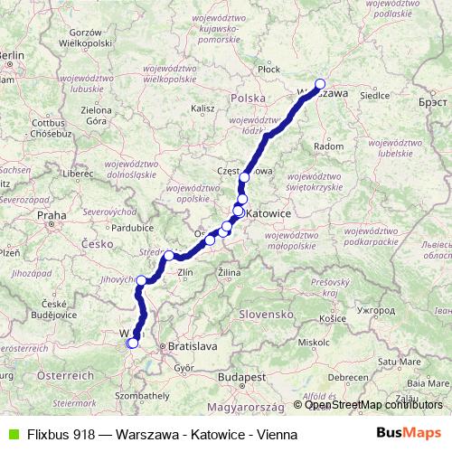 Flixbus 918 bus Line Map