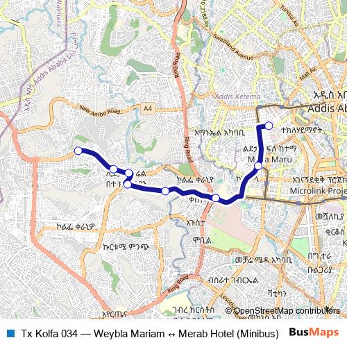 Tx Kolfa 034 bus Line Map
