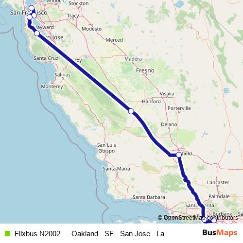 Flixbus N2002 bus Line Map