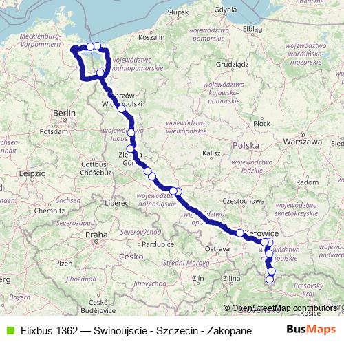 Flixbus 1362 bus Line Map