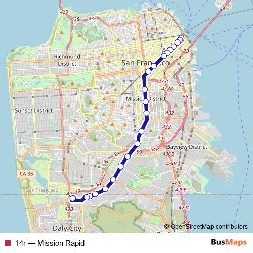 14r bus Line Map