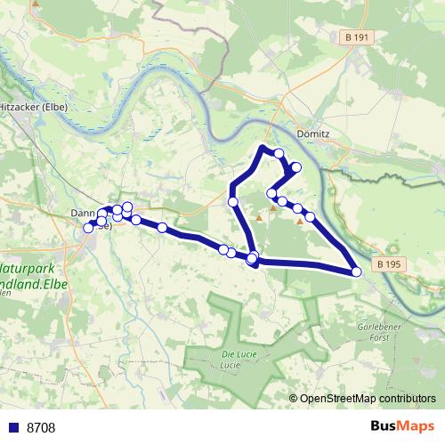 8708 bus Line Map