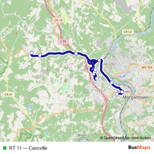 RT 11 bus Line Map