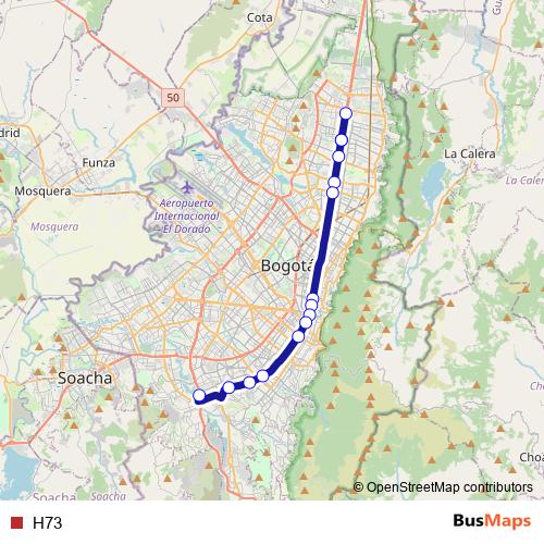 H73 bus Line Map