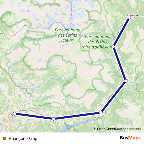 Briançon - Gap bus Line Map