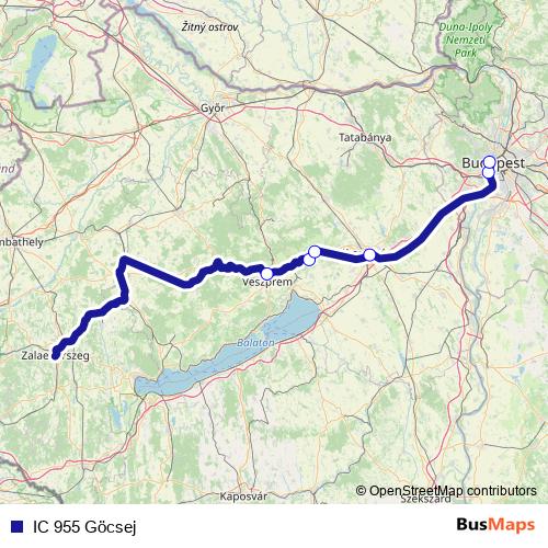 IC 955 Göcsej rail Line Map