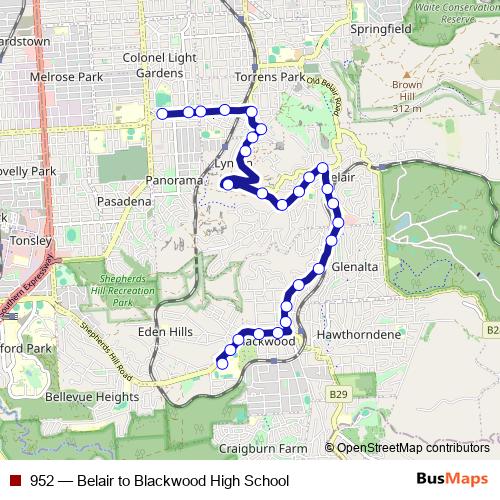 952 bus Line Map